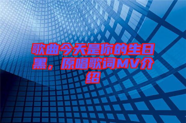 歌曲今天是你的生日黑，原唱歌詞MV介紹