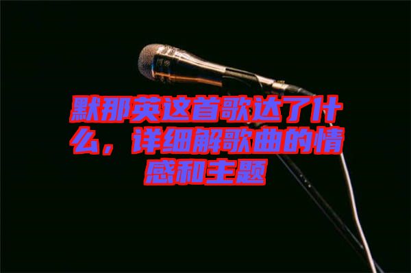 默那英這首歌達了什么，詳細解歌曲的情感和主題