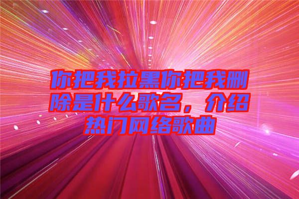 你把我拉黑你把我刪除是什么歌名，介紹熱門網(wǎng)絡(luò)歌曲