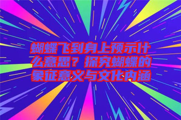 蝴蝶飛到身上預(yù)示什么意思？探究蝴蝶的象征意義與文化內(nèi)涵