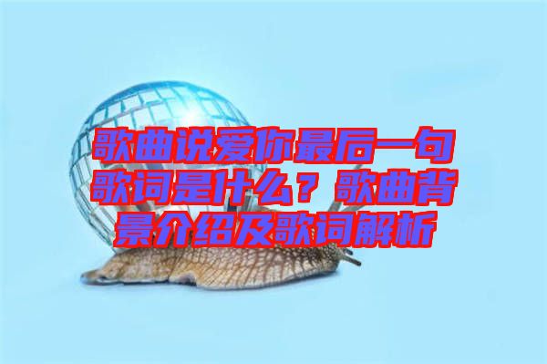 歌曲說愛你最后一句歌詞是什么？歌曲背景介紹及歌詞解析