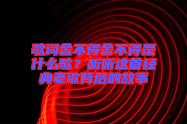 歌詞舍不得舍不得是什么歌？聽聽這首經(jīng)典老歌背后的故事