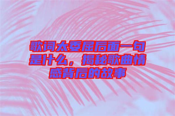 歌詞太委屈后面一句是什么，揭秘歌曲情感背后的故事