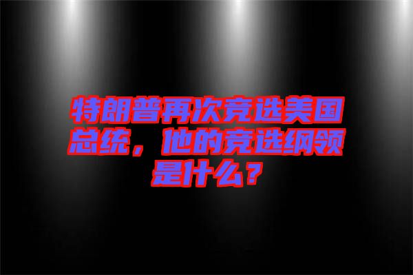 特朗普再次競(jìng)選美國(guó)總統(tǒng)，他的競(jìng)選綱領(lǐng)是什么？