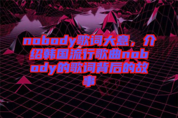 nobody歌詞大意，介紹韓國流行歌曲nobody的歌詞背后的故事