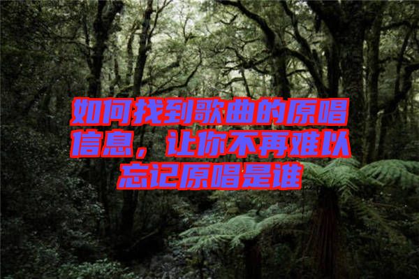 如何找到歌曲的原唱信息，讓你不再難以忘記原唱是誰(shuí)