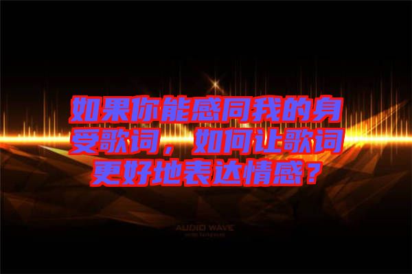 如果你能感同我的身受歌詞，如何讓歌詞更好地表達(dá)情感？