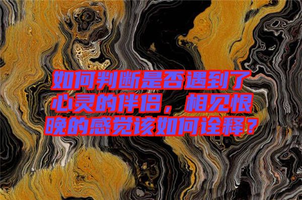 如何判斷是否遇到了心靈的伴侶，相見(jiàn)恨晚的感覺(jué)該如何詮釋？