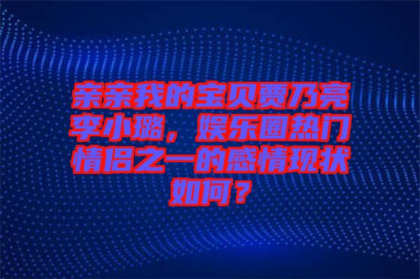 親親我的寶貝賈乃亮李小璐，娛樂圈熱門情侶之一的感情現(xiàn)狀如何？