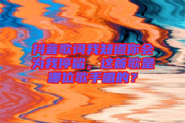 抖音歌詞我知道你會(huì)為我停留，這首歌是哪位歌手唱的？