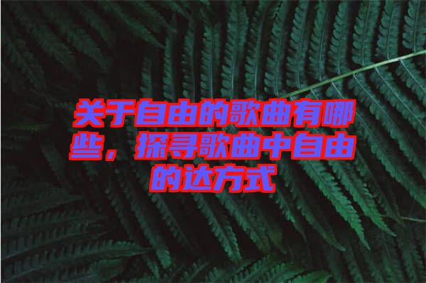 關(guān)于自由的歌曲有哪些，探尋歌曲中自由的達(dá)方式