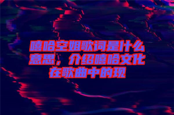 嘻哈空姐歌詞是什么意思，介紹嘻哈文化在歌曲中的現(xiàn)