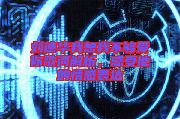 劉德華我想我不夠愛你歌詞解析，感受他的情感表達