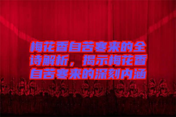 梅花香自苦寒來的全詩解析，揭示梅花香自苦寒來的深刻內(nèi)涵