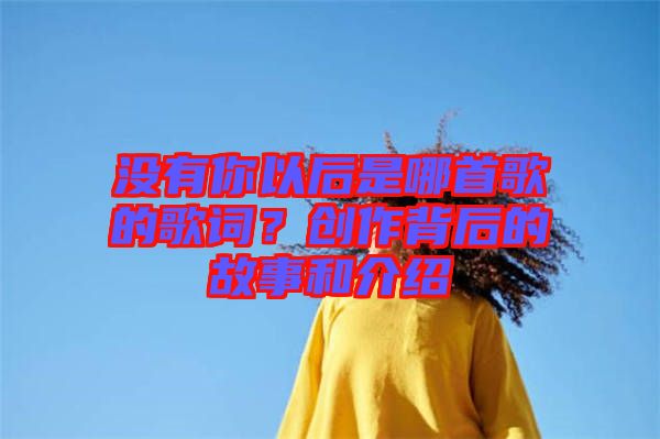 沒(méi)有你以后是哪首歌的歌詞？創(chuàng)作背后的故事和介紹