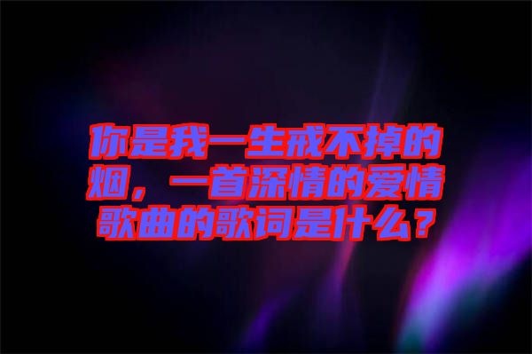 你是我一生戒不掉的煙，一首深情的愛情歌曲的歌詞是什么？