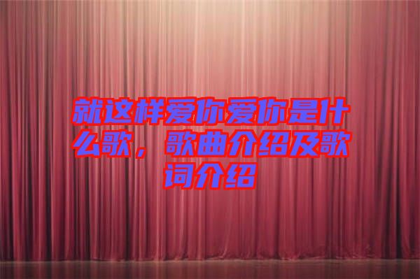 就這樣愛你愛你是什么歌，歌曲介紹及歌詞介紹