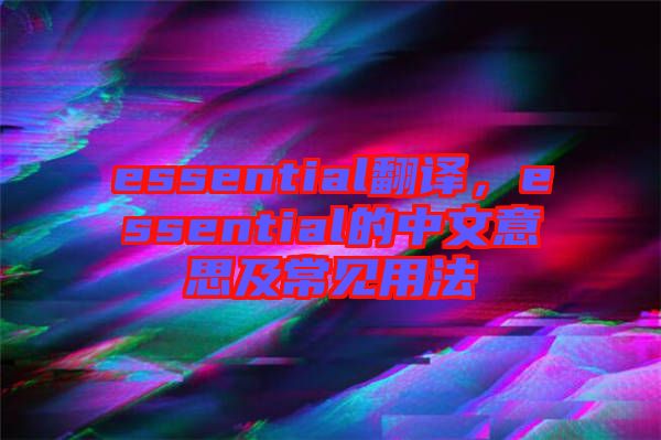 essential翻譯，essential的中文意思及常見用法