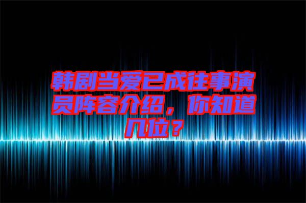 韓劇當(dāng)愛已成往事演員陣容介紹，你知道幾位？