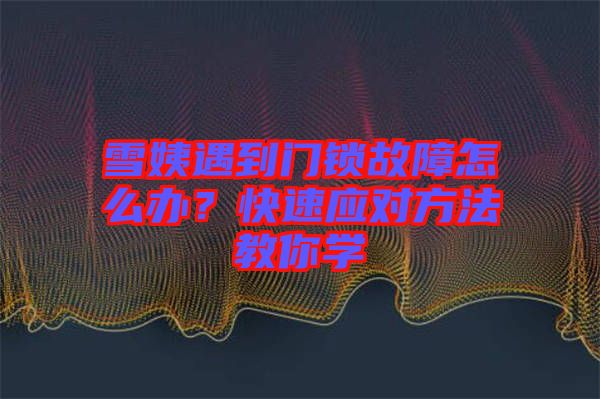 雪姨遇到門鎖故障怎么辦？快速應(yīng)對方法教你學