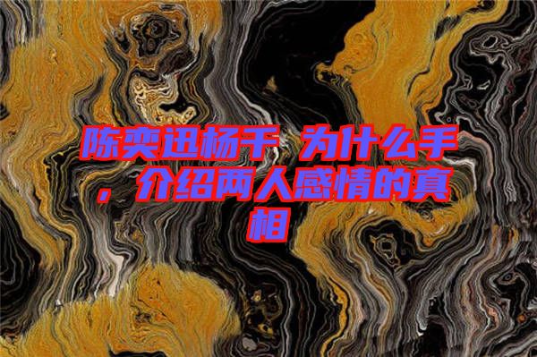 陳奕迅楊千嬅為什么手，介紹兩人感情的真相