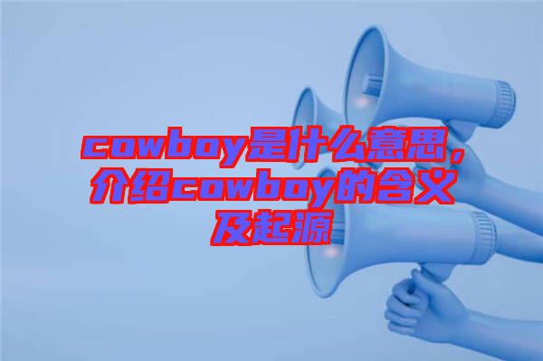 cowboy是什么意思，介紹cowboy的含義及起源